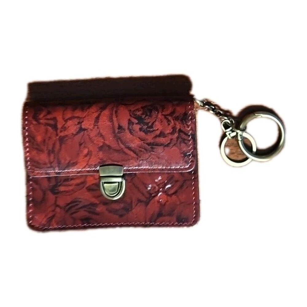 Patricia Nash Mini Lanza Key Fob Hangoff Wallet Red Rose Collection
